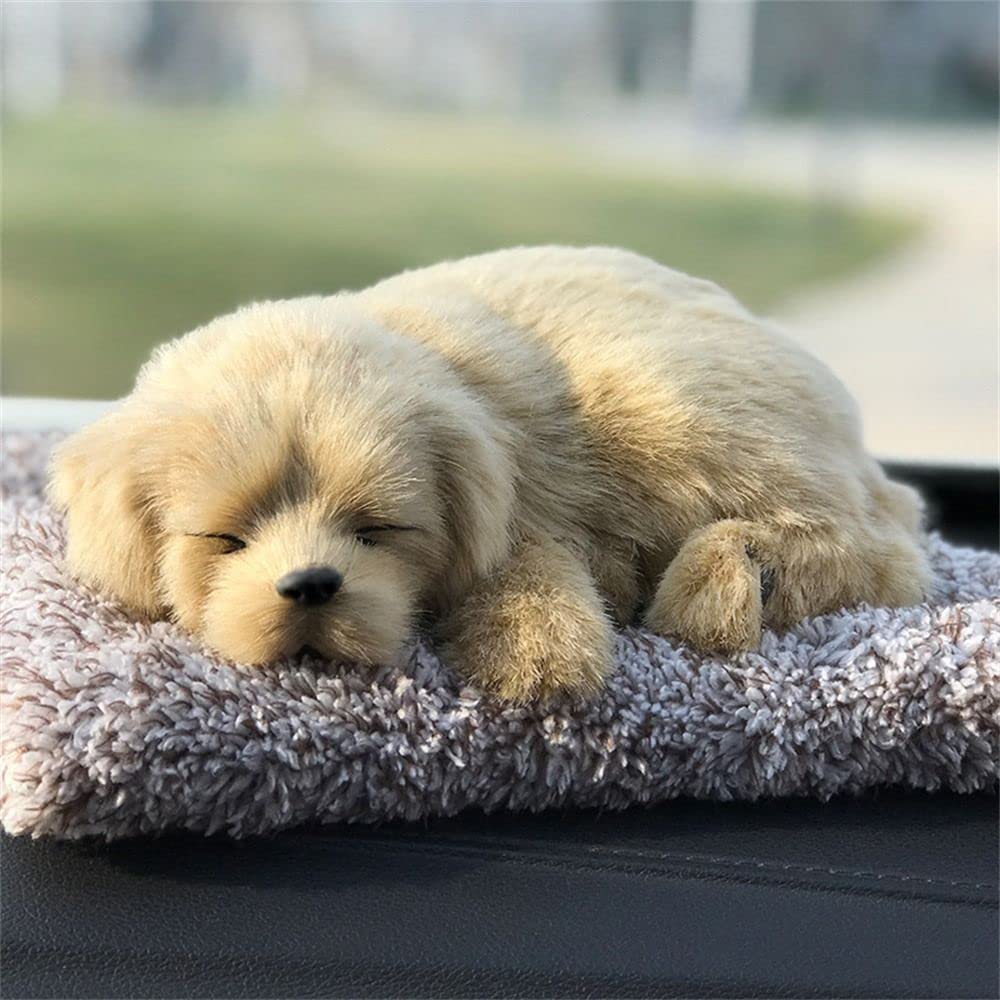 Figurine Chien Endormi - Décoration Tableau De Bord Voiture Ou Bureau - Golden Retriever