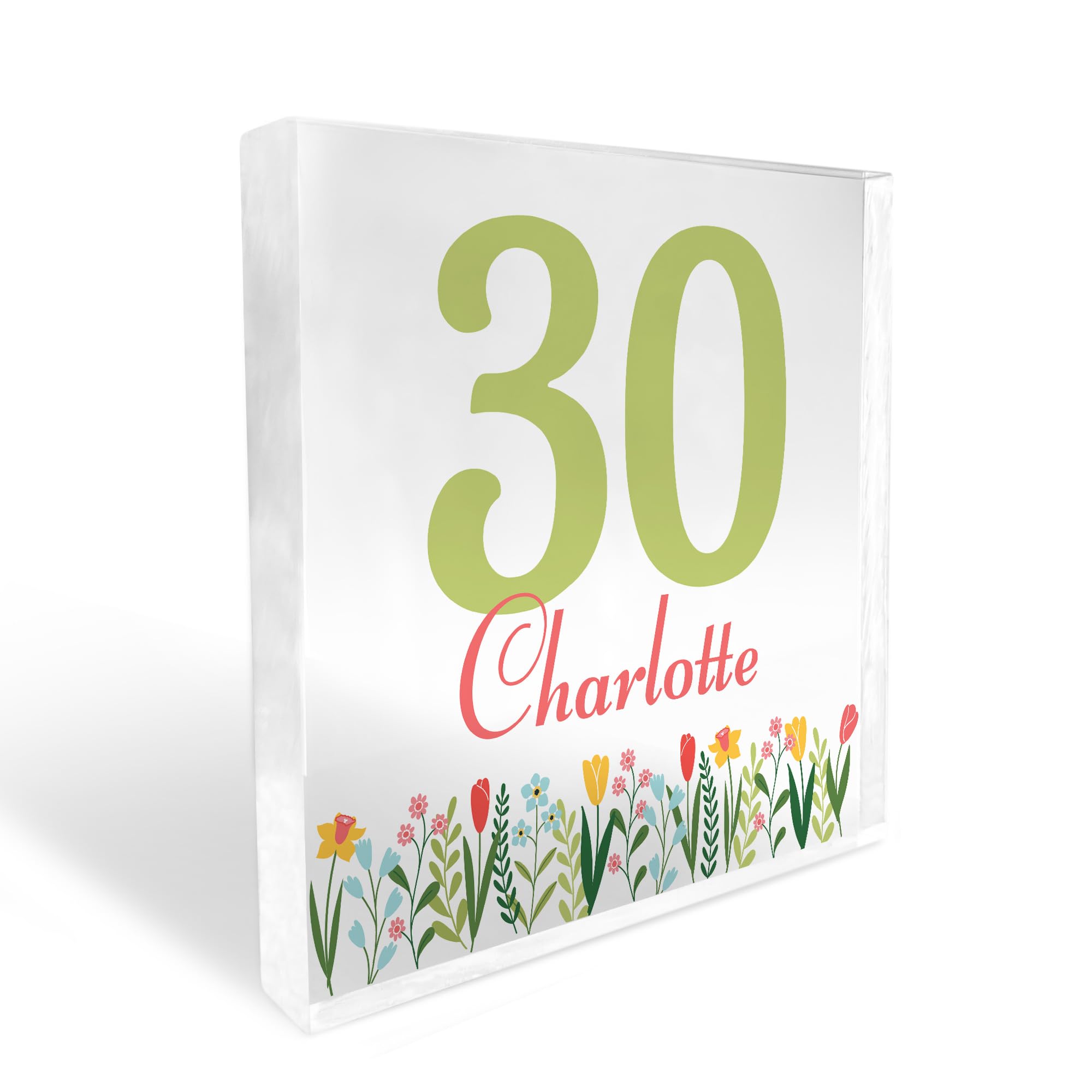 Red Ocean Novelty 30th Birthday Gift For Her Women Sister Auntie Daughter Freestanding Block Personalised Gift For 30th Birthday Keepsake