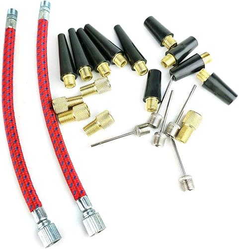 Miniatura 4 de Kit de inflador de aguja de bola de bomba de 22 piezas, adaptador de bomba de aguja, kit de inflador de adaptador de boquilla de aguja