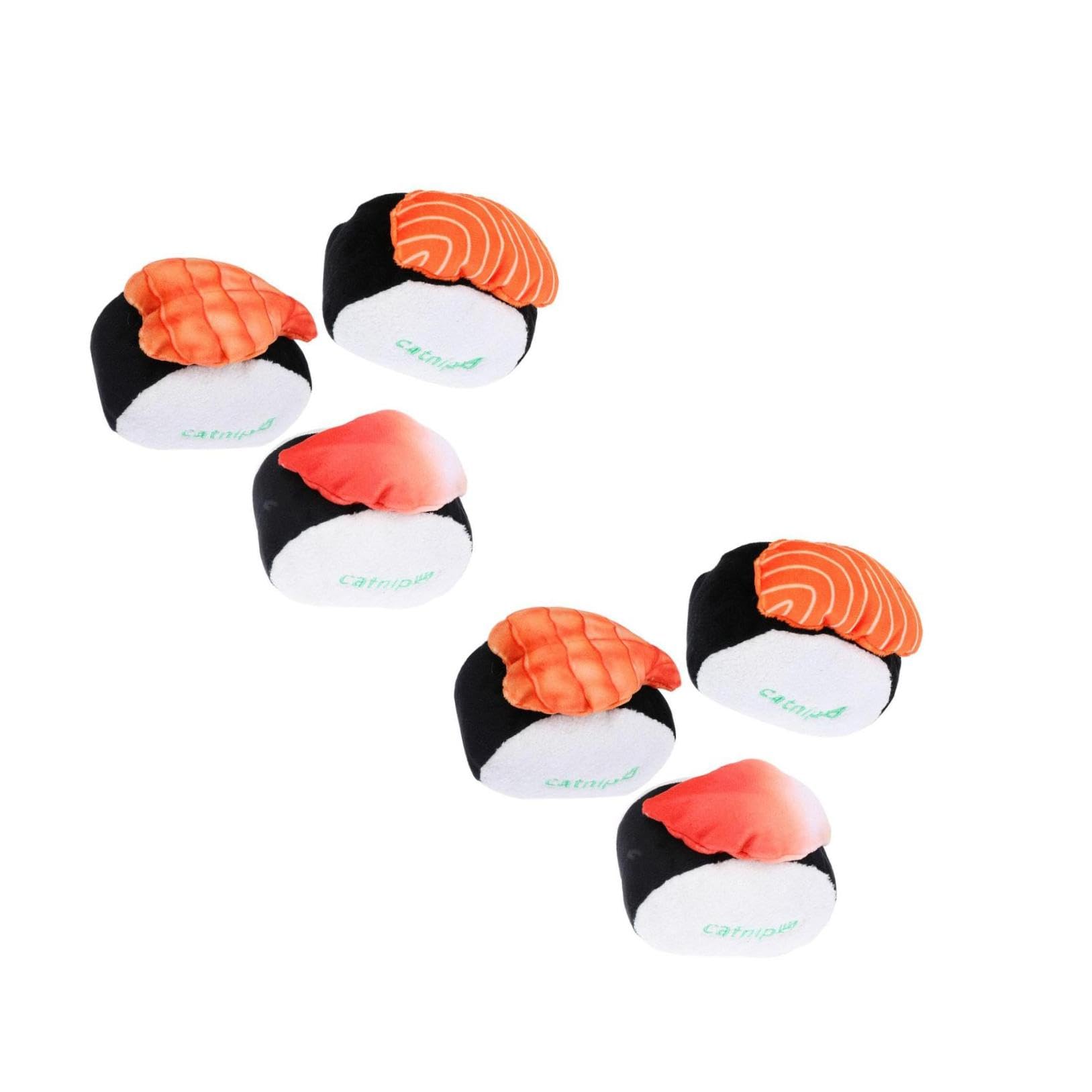 DOITOOL 6piezas Juguete De Gato De Catnip Sonido Sushi De Peluche para Masticar Interactivo para Mantener Tu Gato y Saludable