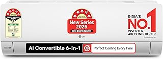 LG 1.5 Ton 5 Star,New star rated, Smart Inverter Split AC (Copper, AI Convertible 6in1,VIRAAT Mode, Faster Cooling & Energy Saving, 4 Way Swing, HD Filter with AntiVirus Protection, AS-Q19YNZE1,White)