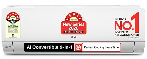 LG 1.5 Ton 5 Star,New star rated, Smart Inverter Split AC (Copper, AI Convertible 6in1,VIRAAT Mode, Faster Cooling & Energy Saving, 4 Way Swing, HD Filter with AntiVirus Protection, AS-Q19YNZ