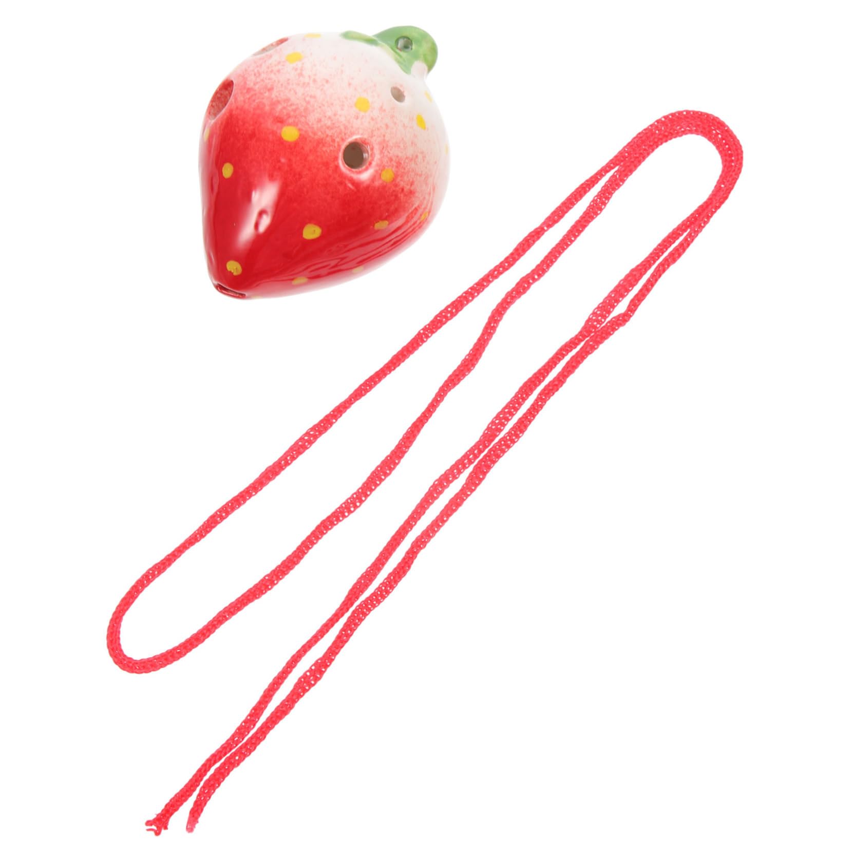 GALPADA 6Holes Strawberry Shaped Ocarina Portable Ceramic Wind Instrument for Beginners Young Musicians Durable Design for Practicing Melodies