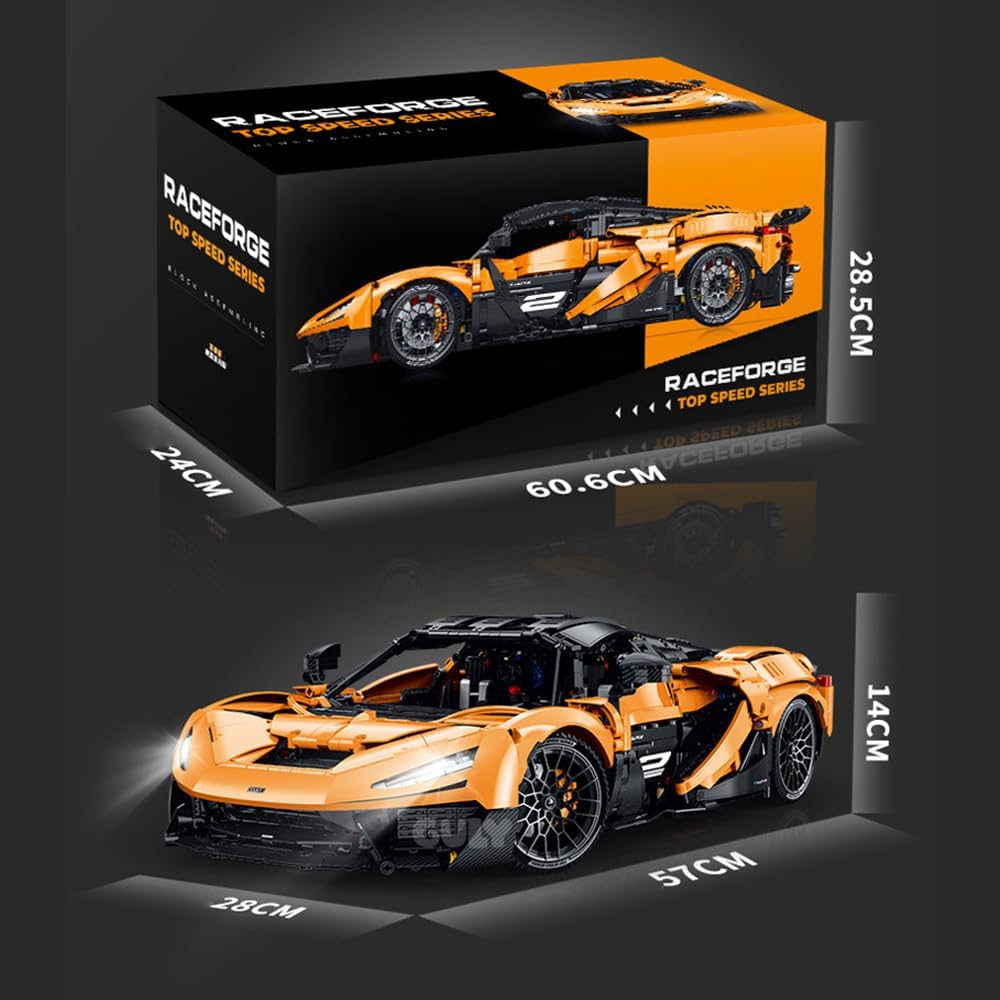 DOYAY Technik Auto für Mclaren W1 Orange Sportwagen, Technik Rennwagen Modell Bausatz, 3400+ Teile MOC Auto Modell, für Mclaren W1 Orange Rennauto (Originalverpackung)