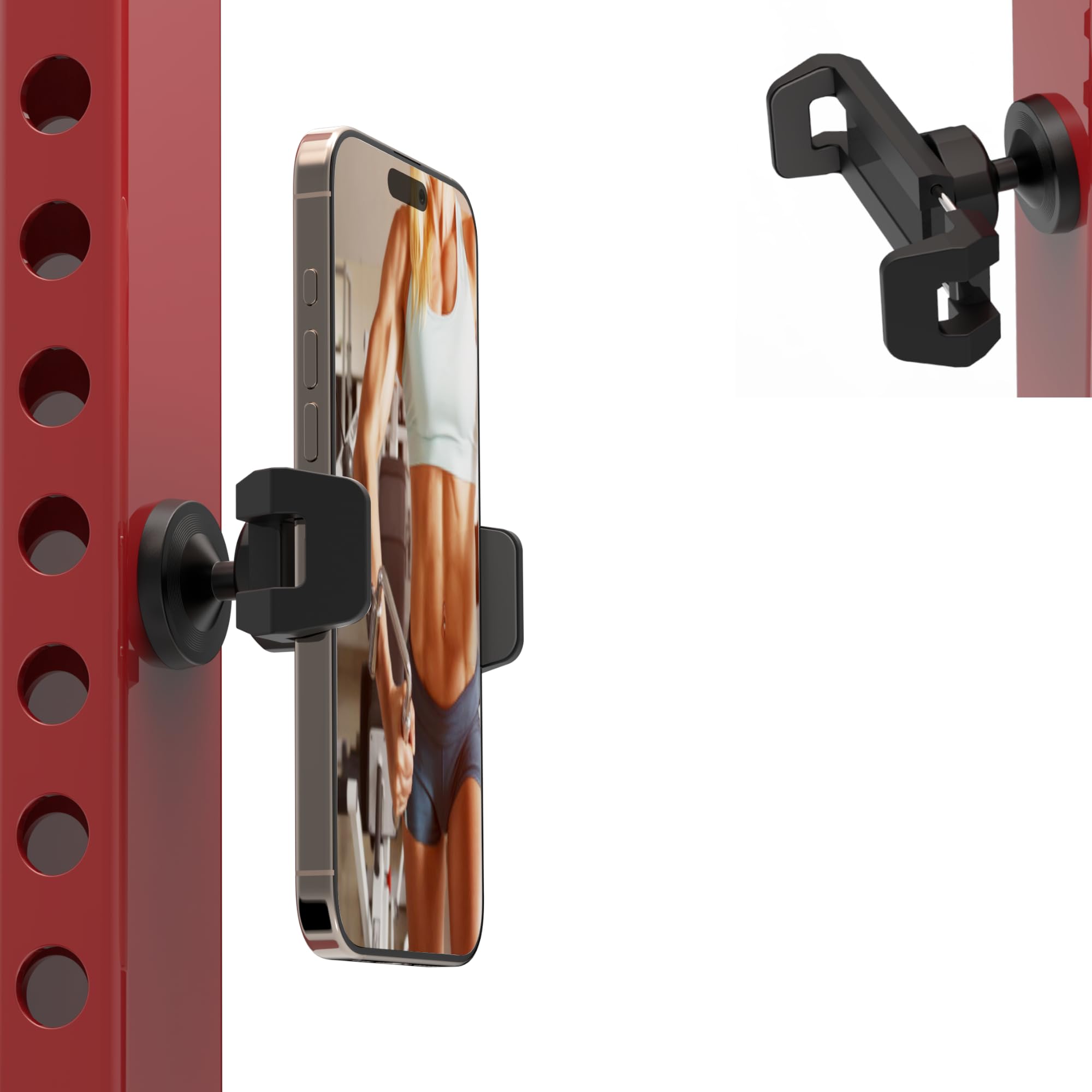 VasSmtCPH Magnetic Phone Holder for Gym,Gym Magnetic Phone Holder Mount,Essential Fitness Equipment for Gyms,360 Degree Adjustable,Compatible with 4-7" Smartphones