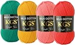 KGS Cotton Yarn Pack | Soft Cotton Blend Knitting Yarn | 4 × 50g Skeins (200g Total) | Smooth & Durable Craft Yarn for Knitting, Crochet & DIY Projects (Amethyst Aura)