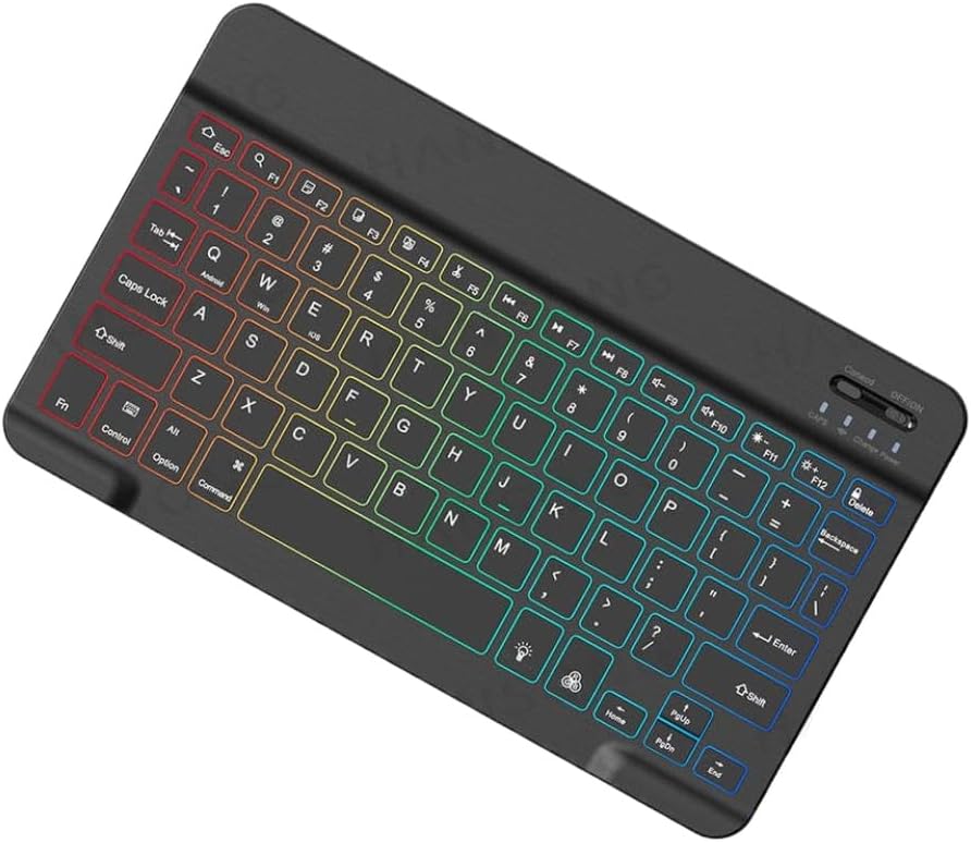 Backlit Wireless Keyboard Compatible with Android Tablet Smartphone(White English)