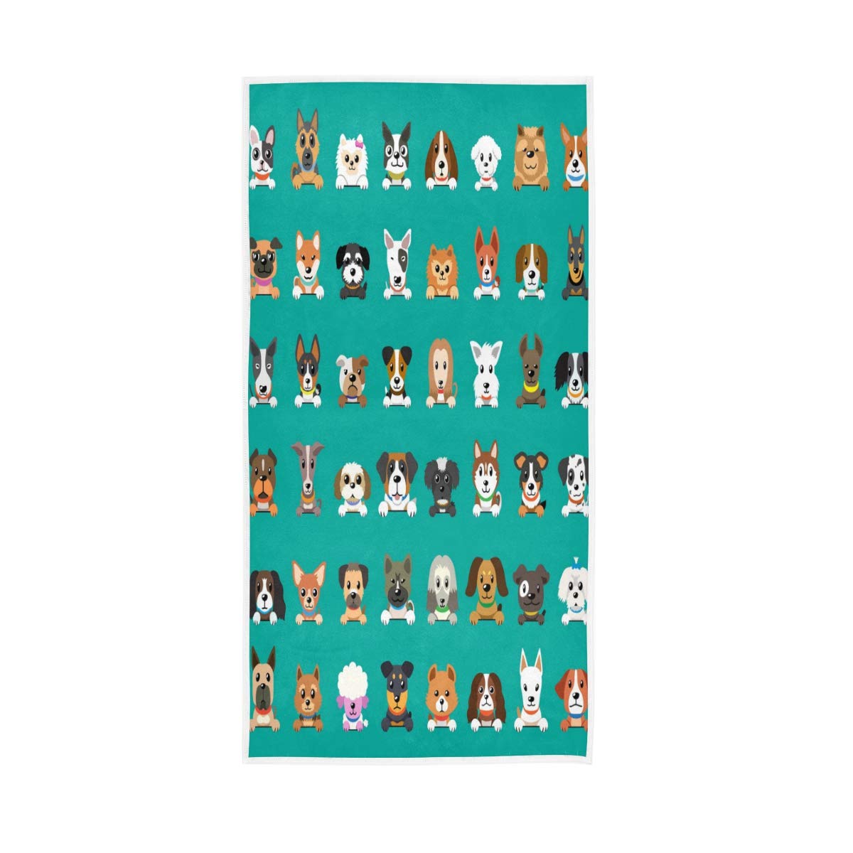 HUYGD Hand Towels Cotton Cartoon Dog Faces Pattern Soft Towel Multipurpose Bathroom Beach Towel for Home Kitchen Swim Spa Gym, 30x15 inch