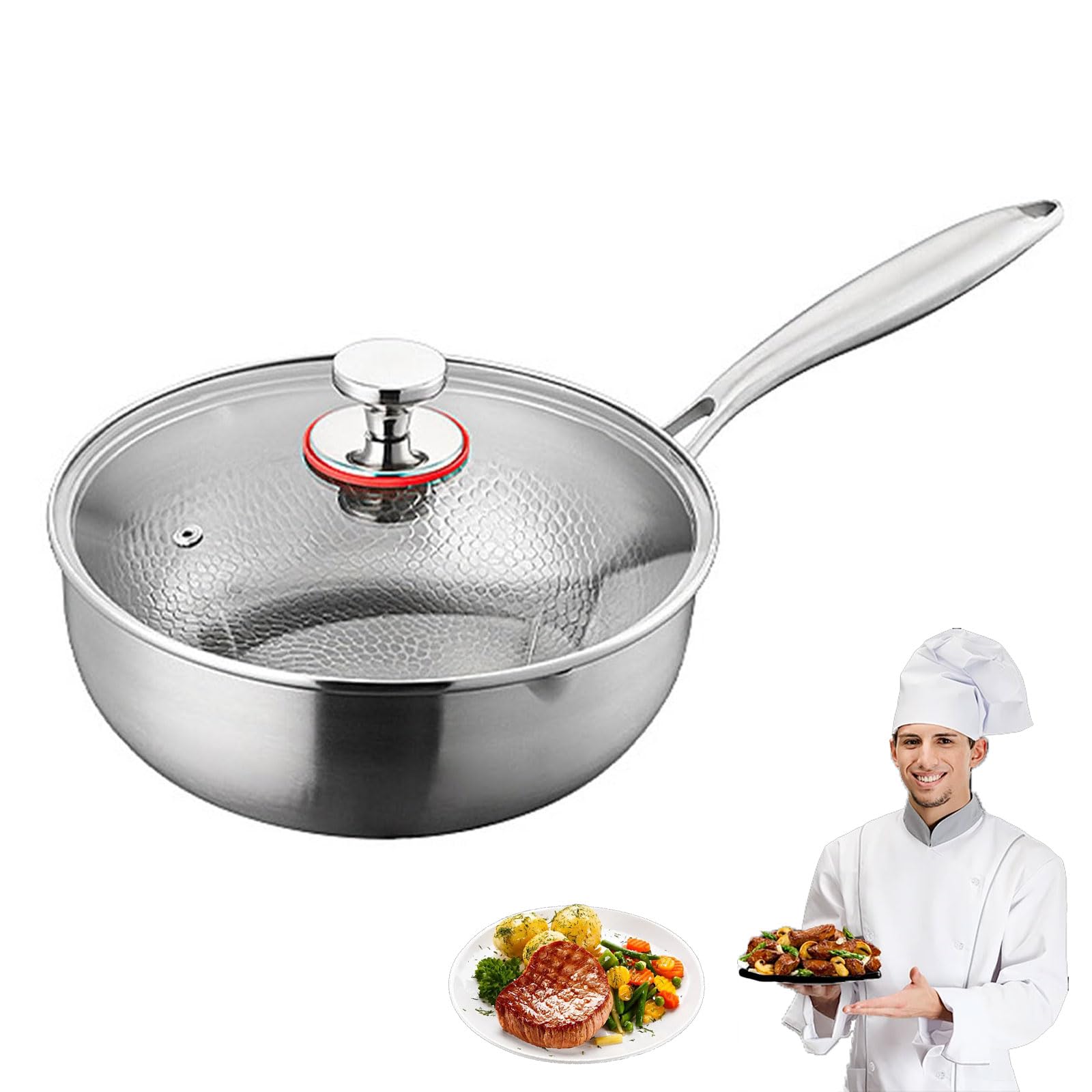 Olla para leche y sartén para freír profunda martillada de 18 cm 1