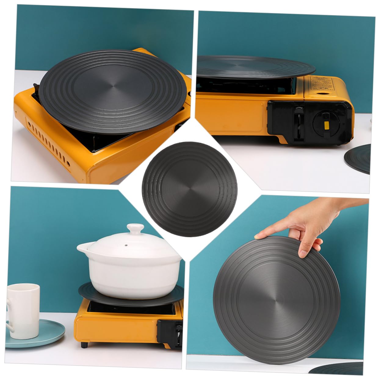 LIFKOME Difusor de Calor Redondo 28cm de Aluminio Negro para Cocina | Distribución Térmica, Descongelación Rápida y Antiquemado, Accesorio para Gas, Uso Doméstico