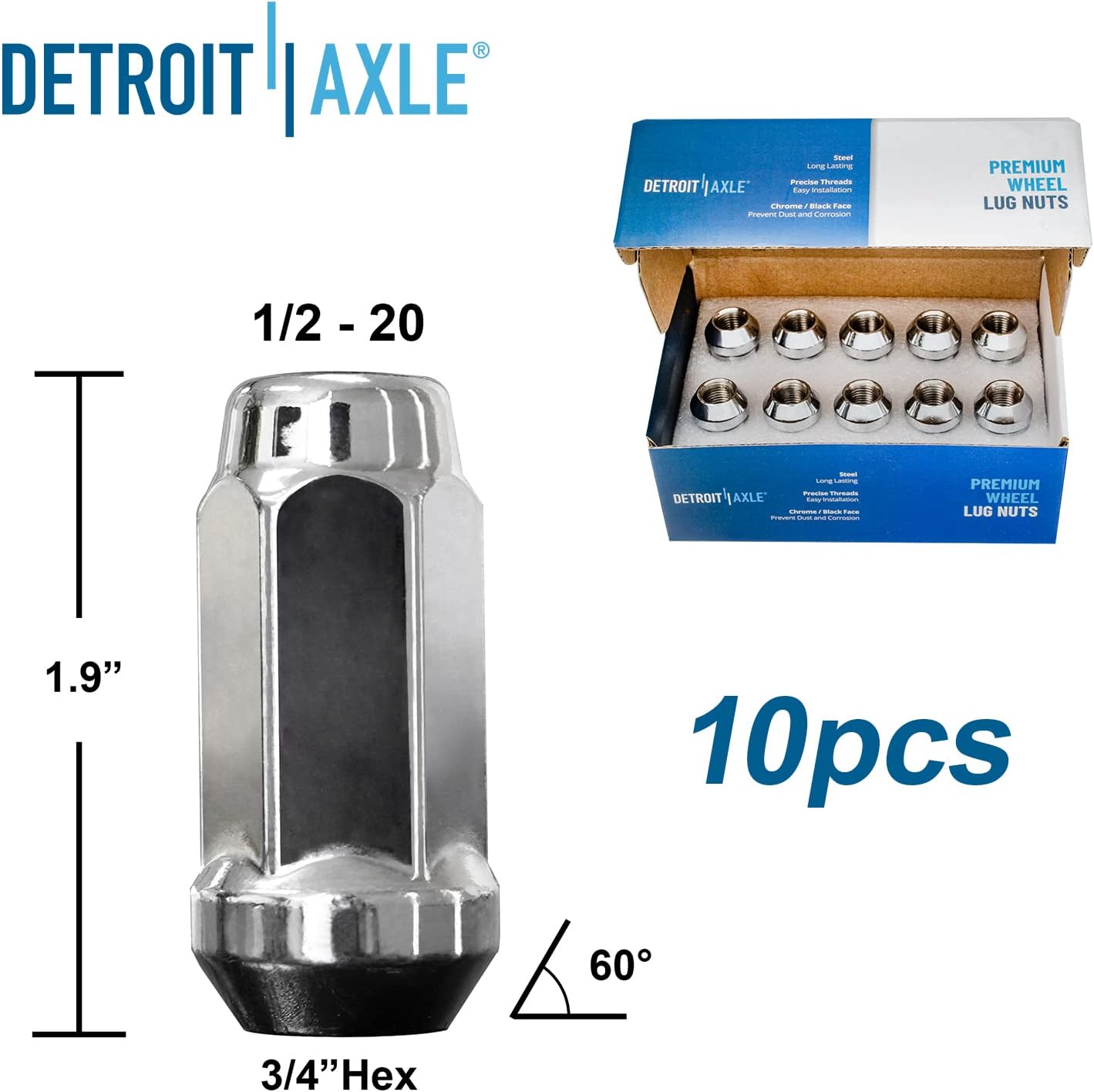 Detroit Axle - Front Struts Kit for 05-10 Jeep Commander Grand Cherokee, Struts & Coil Spring Wheel Lug Nuts Rear Shock Absorbers 2005 2006 2007 2008 2009 2010 Replacement Suspension