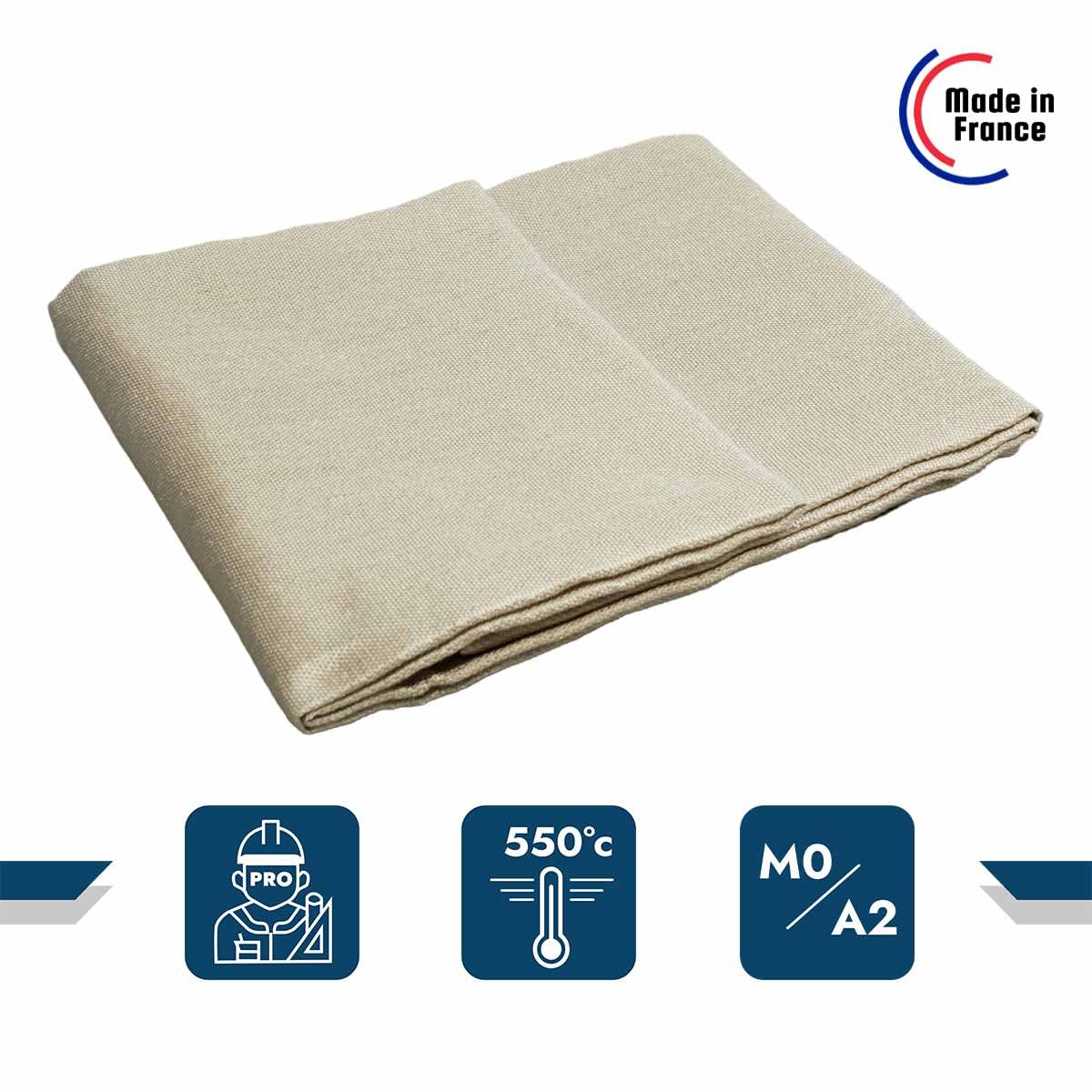 Manta de Soldadura 1x1 m - Resistente hasta 550 Grados TECPLAST 550SD0 – Lona de Protección ignífuga M0