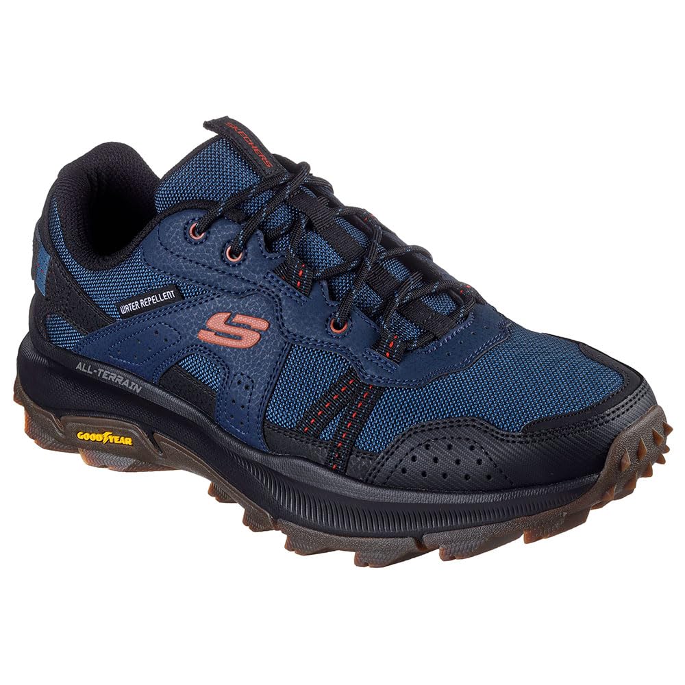 Skechers Men's Equalizer 5.0 Trail Solix Creek Trekking Low Cut Shoes, Navy Leather/Textile/Black Trim, 9.5 UK