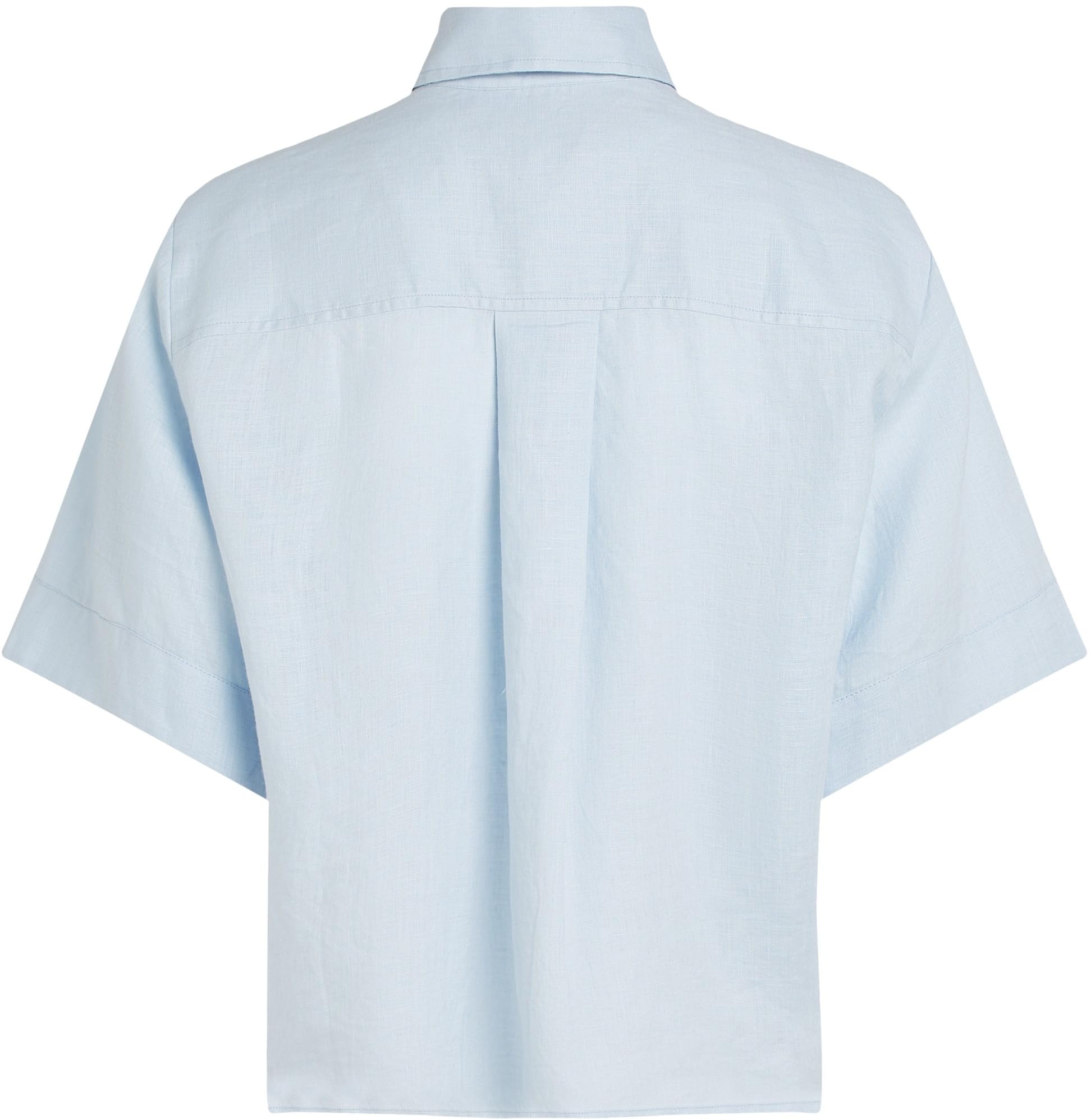 Tommy Hilfiger Camisa Mujer Linen Relaxed de Manga Corta
