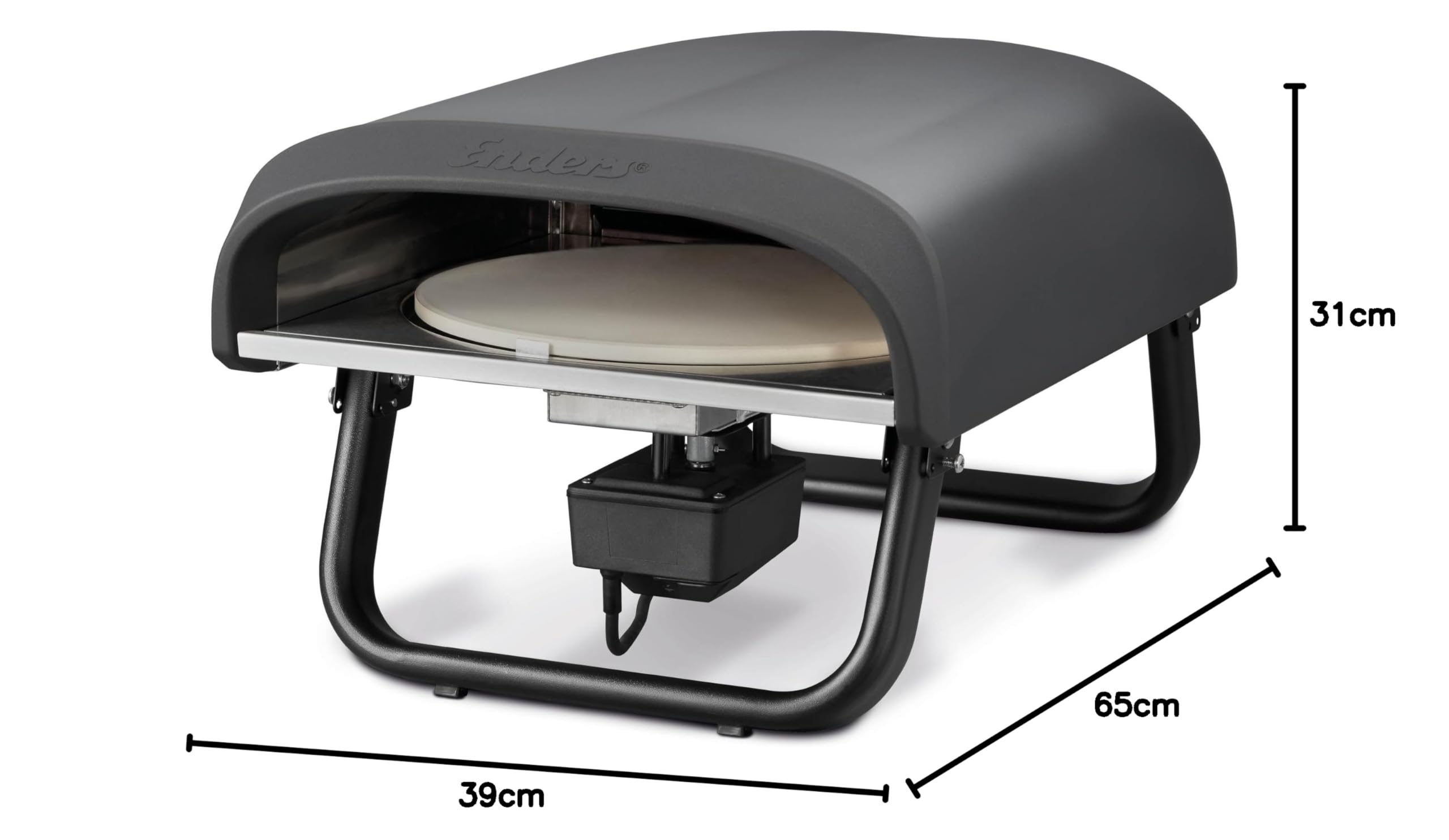 Enders® Pizzaofen PACO™ Rotate, Pizzastein rund, Thermometer, Pizza, Edelstahlbrenner, 4kW, Cordierit-Pizzastein 30,5cm, rotierend, stufenlos regulierbarer Edelstahlbrenner #31316