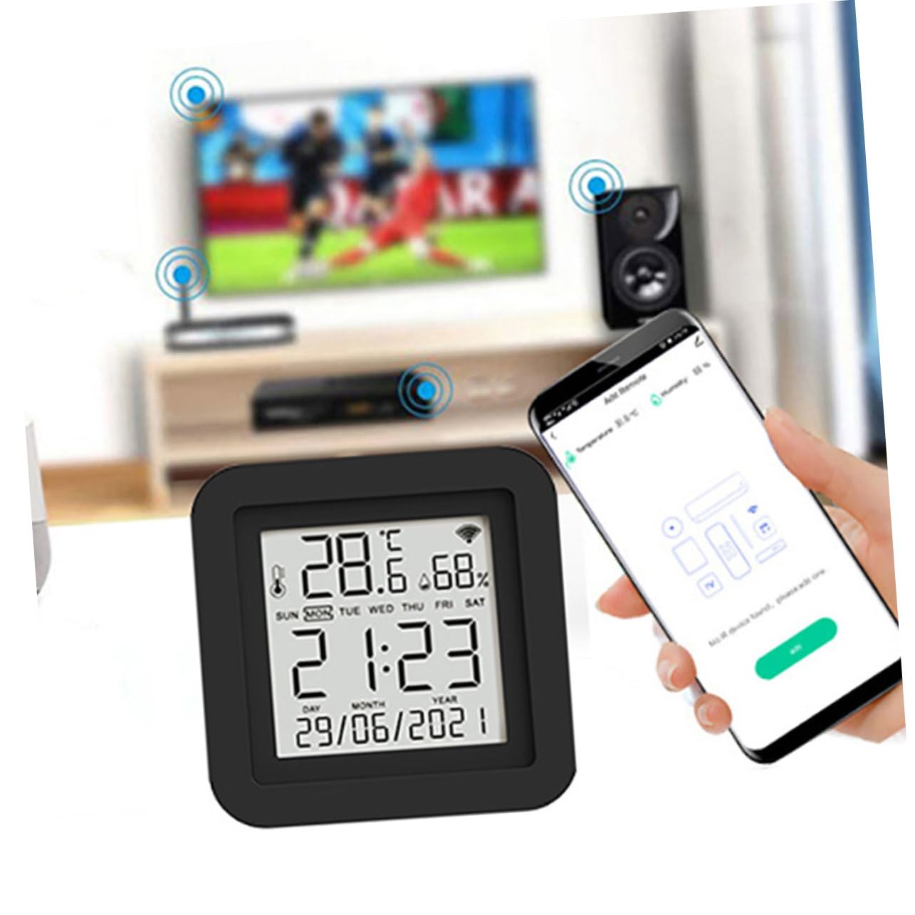 Angoily Termometro Digitale Display Lcd e Monitor di Umidità e Temperatura Piccolo Termoigrometro Digitale per Interni Misuratore di Temperatura e Umidità Domestico Alimentato USB