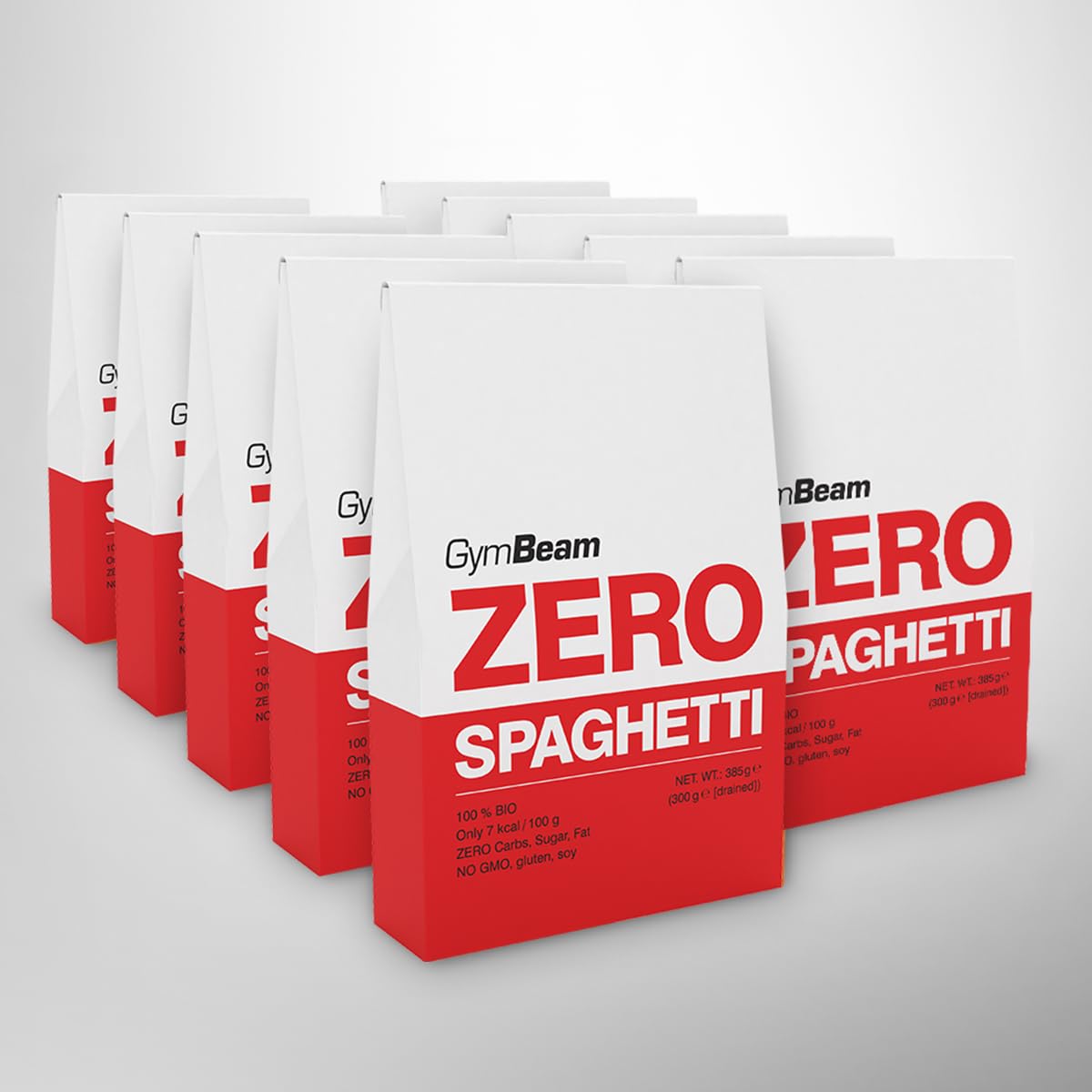 GymBeam Spaghetti Zero BIO 385g, Pasta Ipocalorica di Farina di Konjac, Adatta ai Vegani, Senza Glutine, Quasi Zero Carboidrati e Grassi, Ideale per la Perdita di Peso (385 g (Confezione da 10))