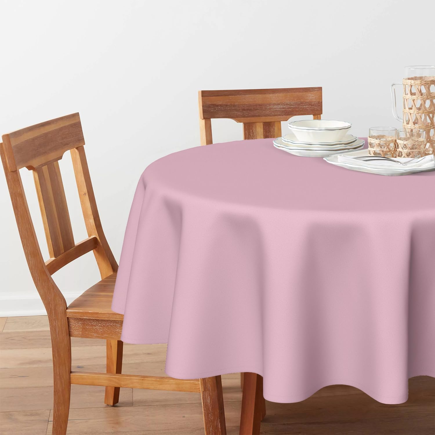 Horaldaily 6 Pack Pink Tablecloth 70×70 Inch Round, Stain and Wrinkle Resistant Washable Table Cloth, Decorative Polyester Table Cover for Party Picnic Dinner Decor
