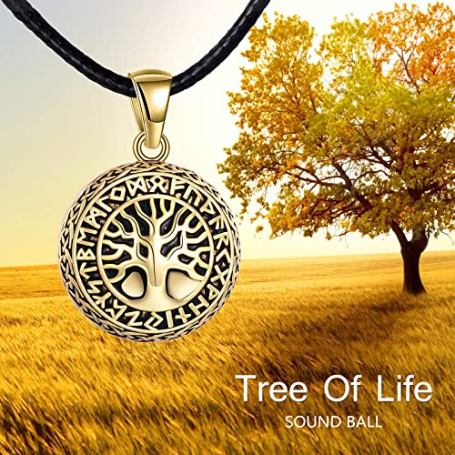 KZX Harmony Ball Necklace for Pregnancy Gold-Plated Copper Angel Caller Bell Pendant Music Bola Jewelry Gifts for New Mother Wife (Chain 36 inches)4