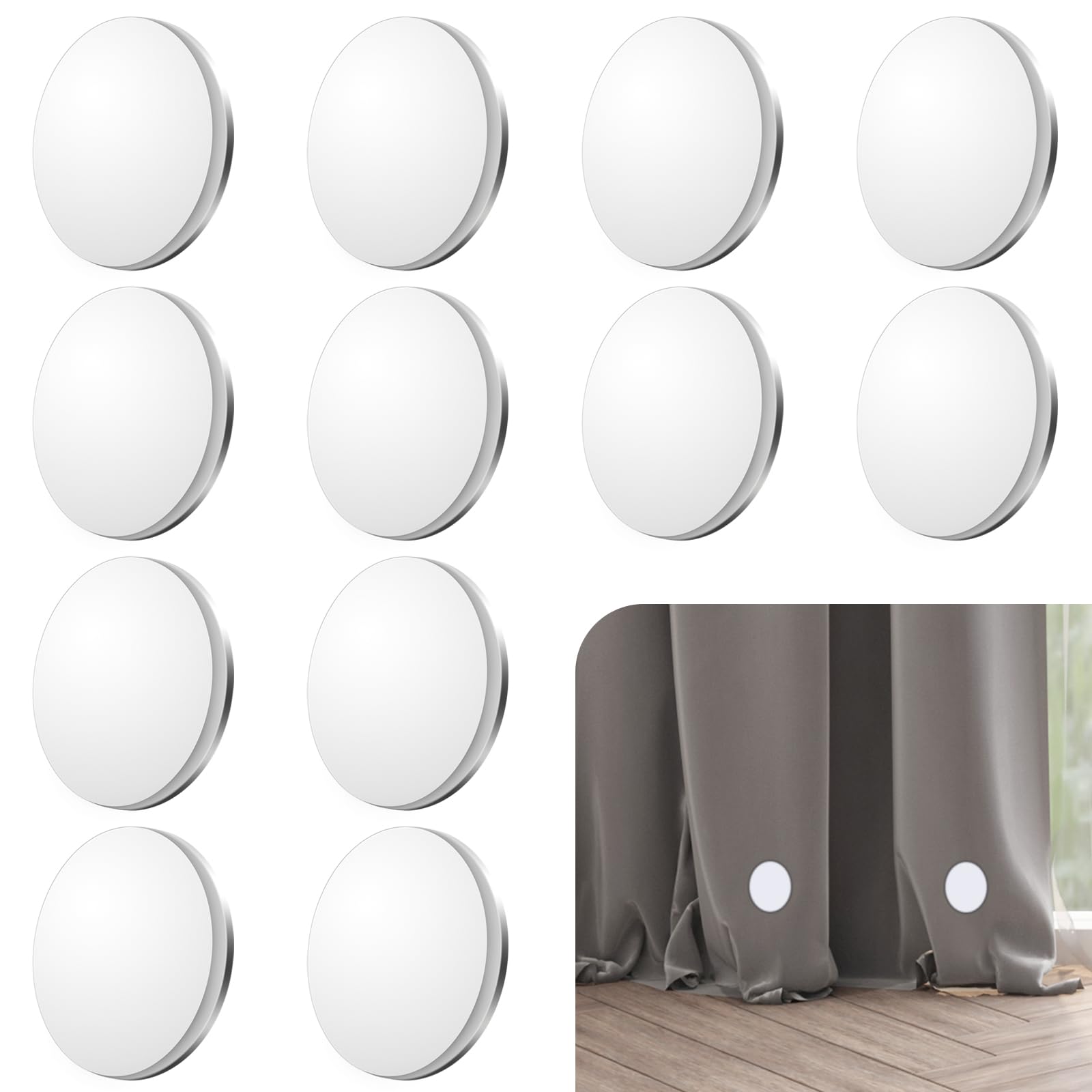 12 Coppie Pesi Magnetici Per Tende | Bianchi Rotondi Impermeabili Per Doccia Ed Esterno - Foto 7