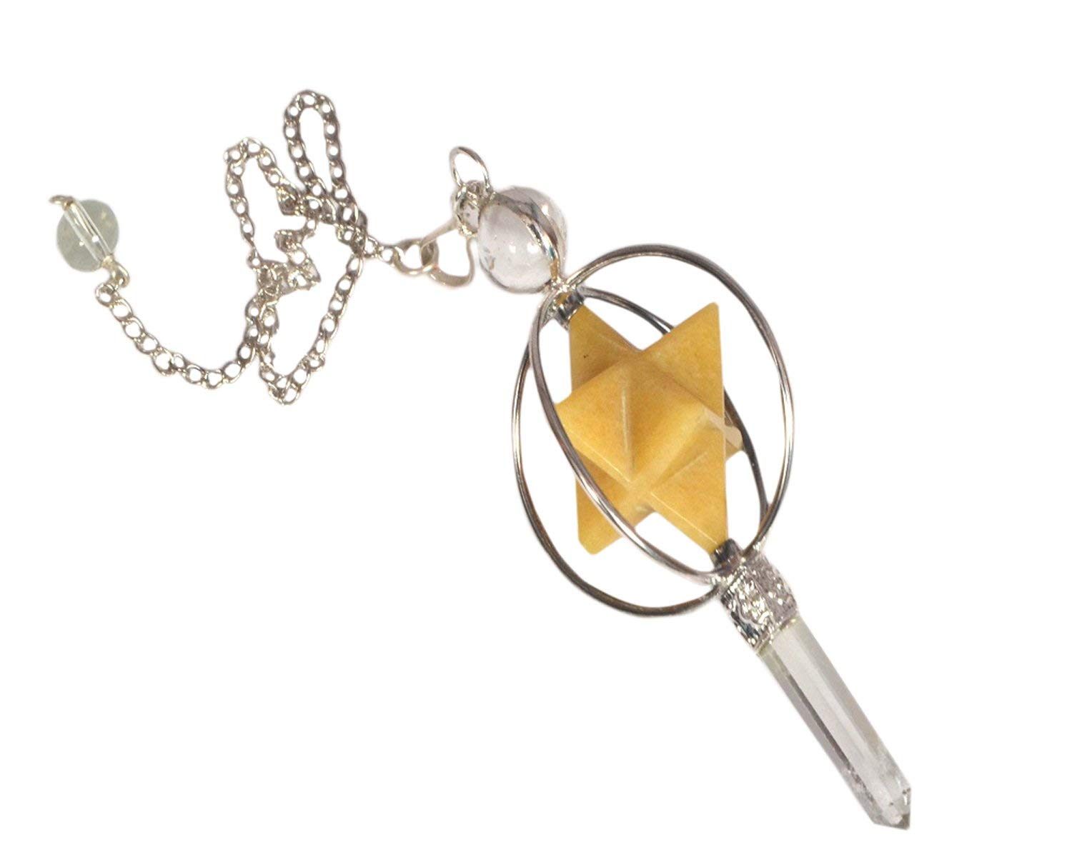 Raumdekoration Edelstein Rosenquarz 3 Stein Merkaba Spinning Star Facettiertes Pendel Wünschelrute Balancing (Color : Yellow Agate)