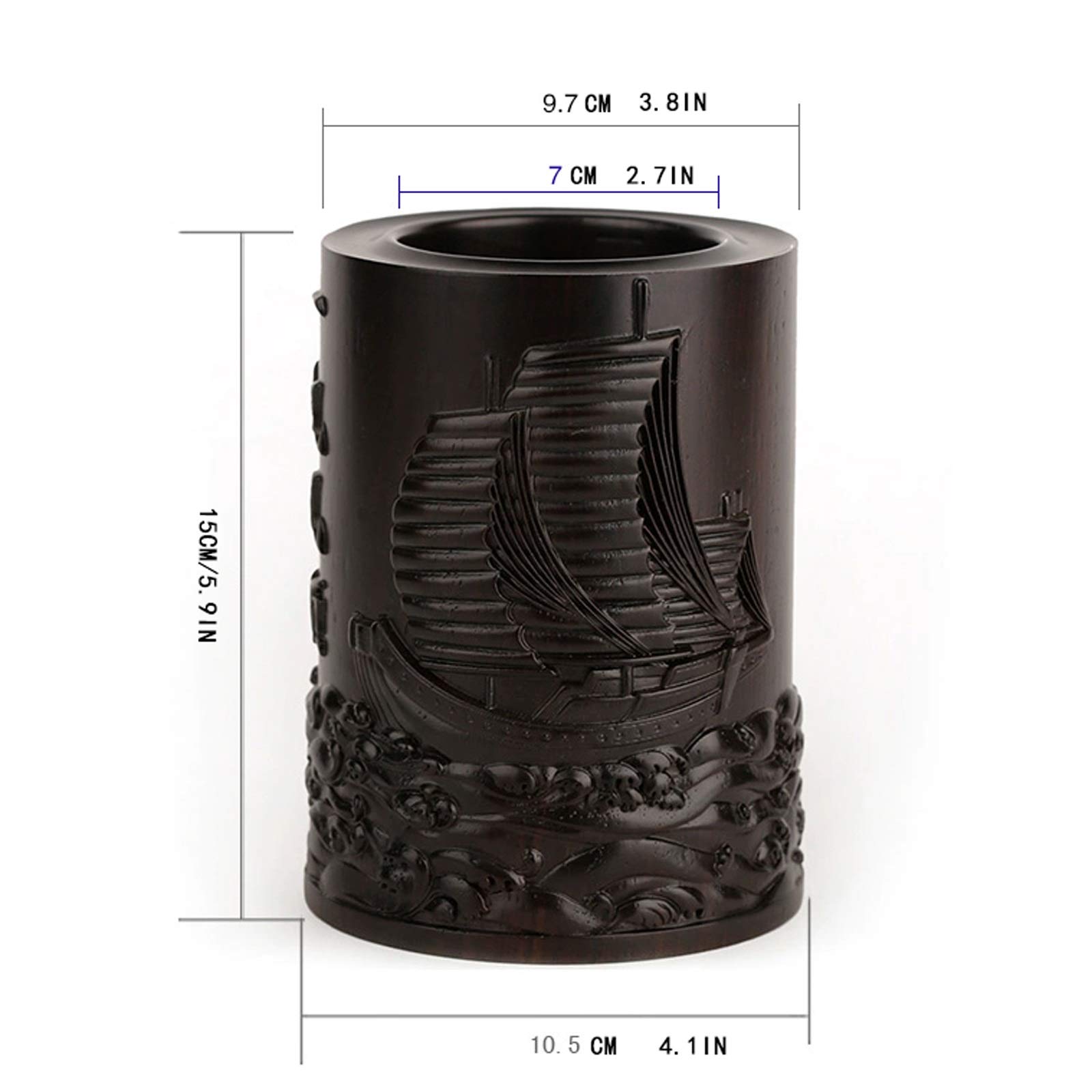 Stifteköcher Stiftbecher Vintage Schreibtisch Stift Bleistifthalter, Kreative Halter Bürobedarf Organisator, Natürliche Mahagoni Carving Stifthalter Stifteköcher Schreibtisch