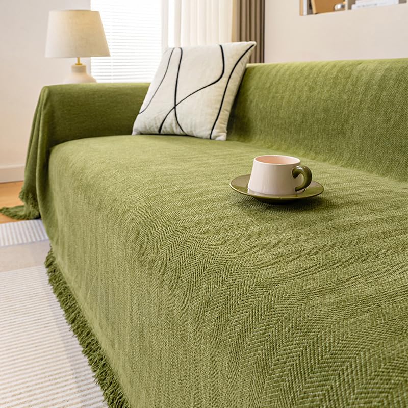 Jeté de canapé doux et confortable vert pour un salon chaleureux