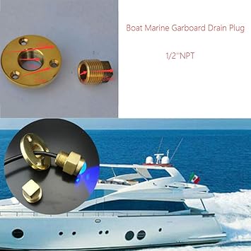 Ecomspace Boat Marine Garboard Drain Plug Machined Brass Fits 1Diameter Hole 1/2''NPT