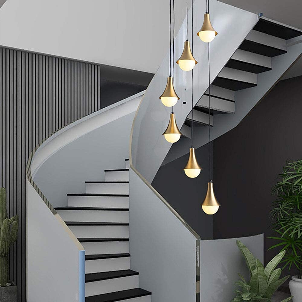 Brass Stairwell Chandeliers