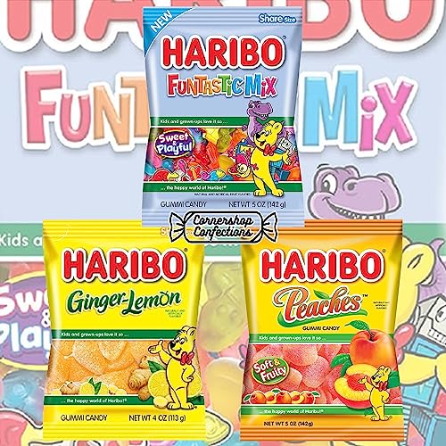 Haribo Gummy Candy Monster Variety Gift Pack - 18 Different Flavors - Over 5 Pounds - Watermelon, Berries, Peaches, Sour Streamers, Dinosaurs, Funtastic, Sour Sghetti, Frogs, And More In Gift Box #TOP4