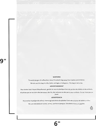 Miniatura 2 de PolyPackers Bolsas de polietileno transparente autosellantes de 12 x 15 pulgadas (500 unidades) con advertencia de asfixia - Adhesivo permanente -