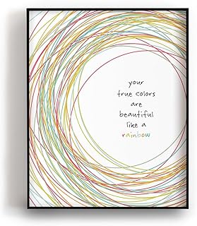Cyndi Lauper | True Colors - Song Lyric Wall Art Print Poster, Inspirational Music Quote Artwork, Abstract Rainbow Decor Aesthetic (8x10" Unframed Print)