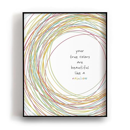 Cyndi Lauper | True Colors - Song Lyric Wall Art Print Poster, Inspirational Music Quote Artwork, Abstract Rainbow Decor Aesthetic (8x10" Unframed