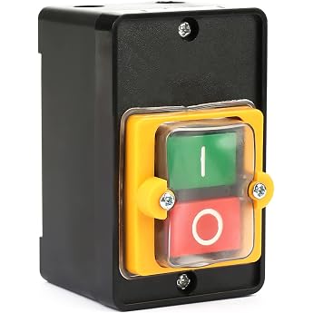 Push Button Switch AC 220 V / 380 V 10 A Machine Switch High Current Switch Surface-Mounted Rotary Switch Waterproof Safety Switch Mechanical On/Off Button for Circular Saw Outdoor