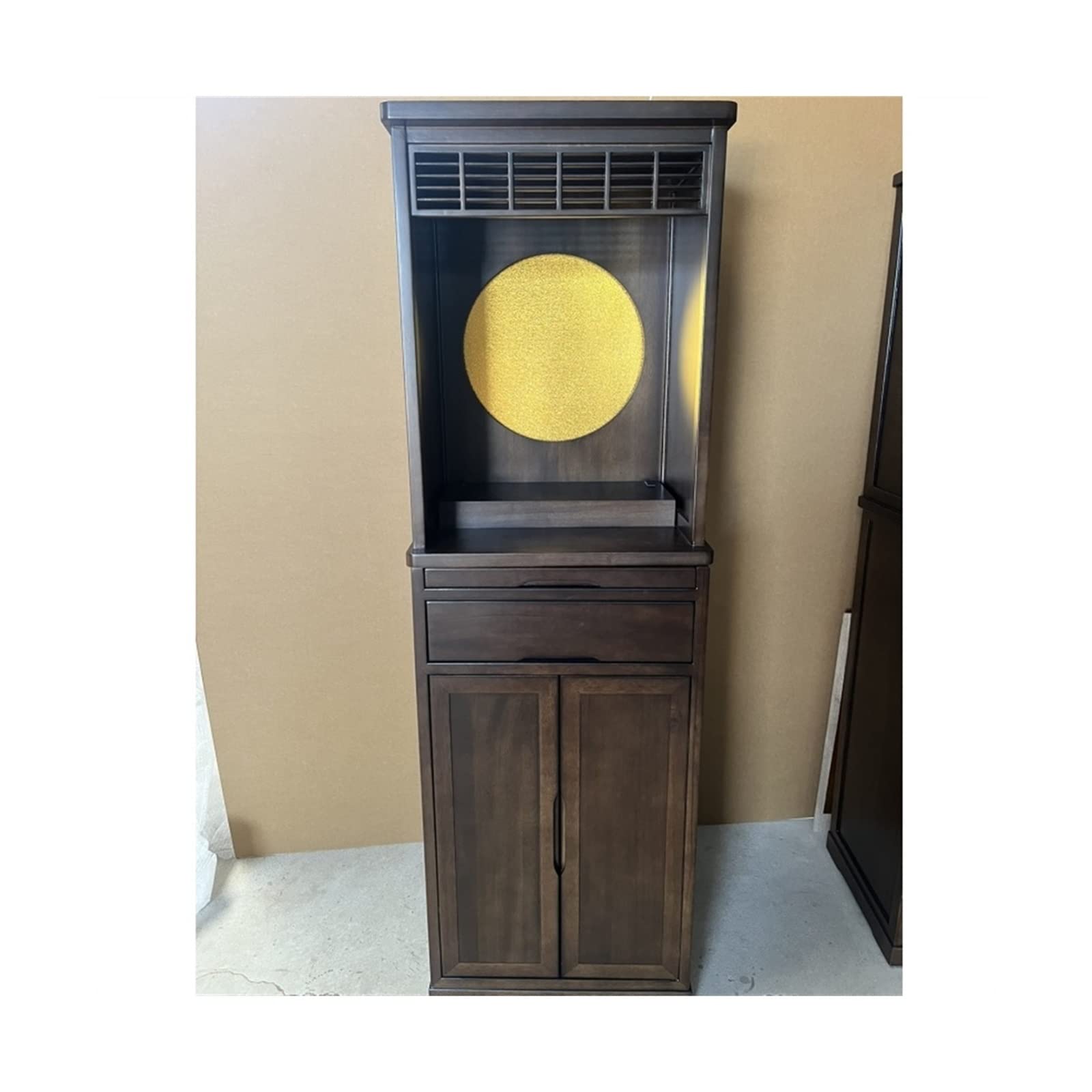 Sjdopulse Grey Buddha Altar Shelf Niche Buddha Cabinet Standing Buddha Platform For Wealth God Guanyin Bodhisattva With Door Simple Solid Wood Customization New Chinese Style Platform H,Gray