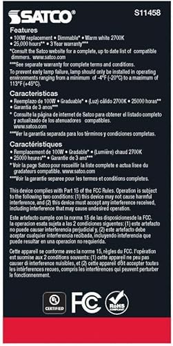Miniatura 7 de Satco S11458 Bombilla LED A19 para agricultura, grado comercial, reemplazo de 100 W, blanco, 10.5 vatios