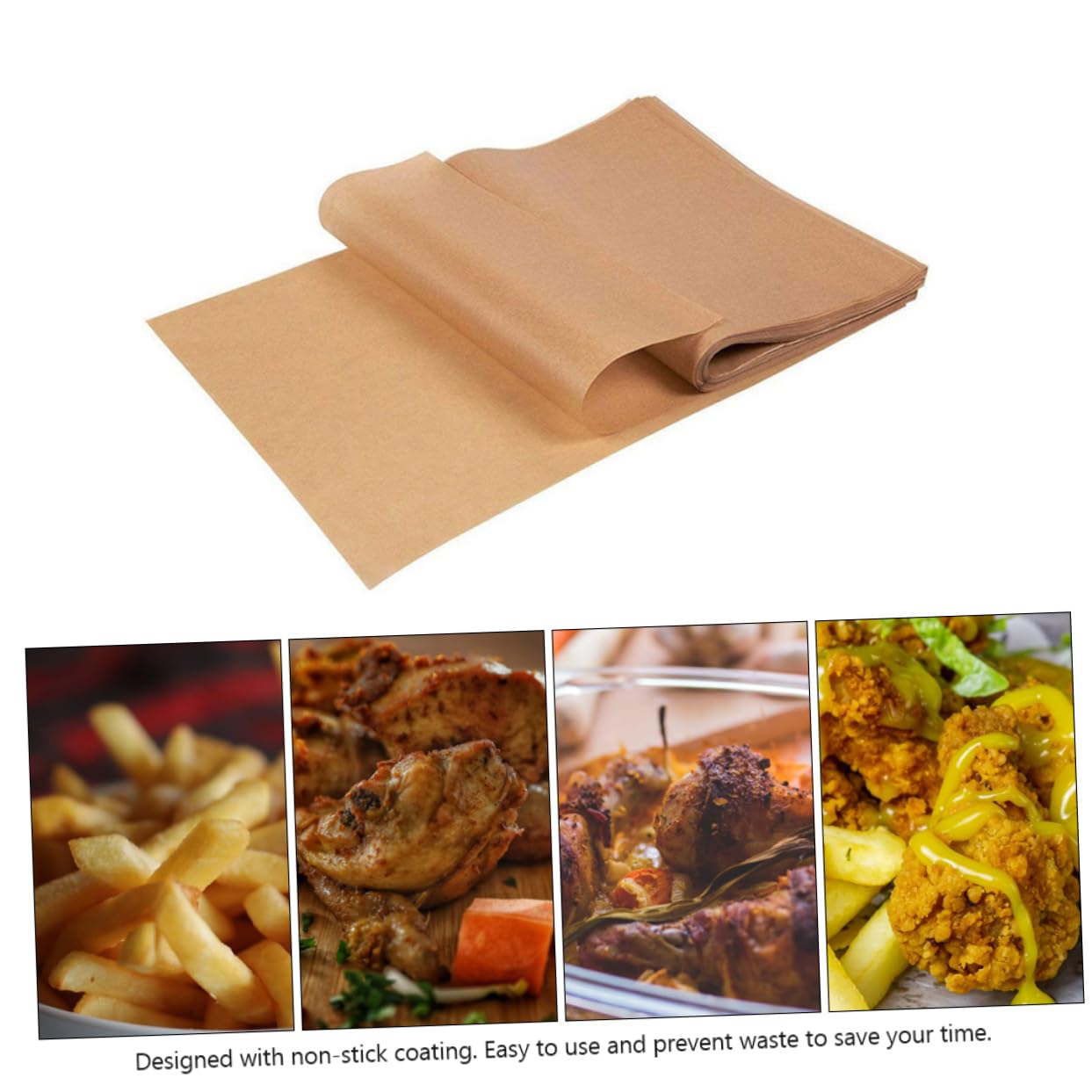 Hemobllo Carta da Forno Marrone 12x16 Pollici in Polpa di Legno Antiaderente per Barbecue e Friggitrice ad Aria, 200 Pezzi per Cottura e Dolci senza Attaccarsi