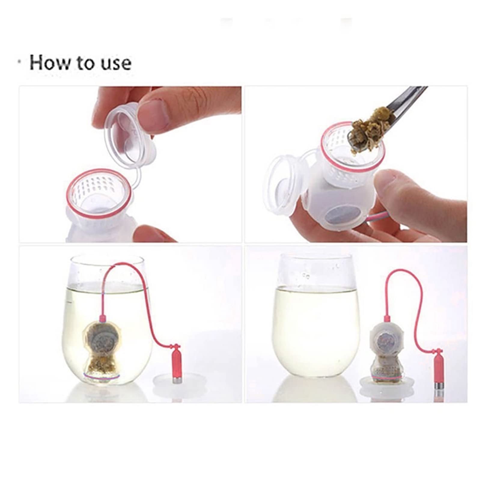 peiyee Te in Silicone Colino Infusore tè Silicone Infusori the e Tisane Filtri per Teiera con filtro adatta per tè, rosa, caffè, spezie, utilizzata per la maggior parte delle tazze