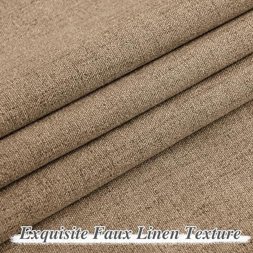 StangH Pinch Pleat Linen Curtains for Bedroom, Total Blackout Linen Textured Window Drapes Neutral Energy Saving Farmhouse Curtains for Track System/Sliding Door, Natural, W42xL90 - Image 8