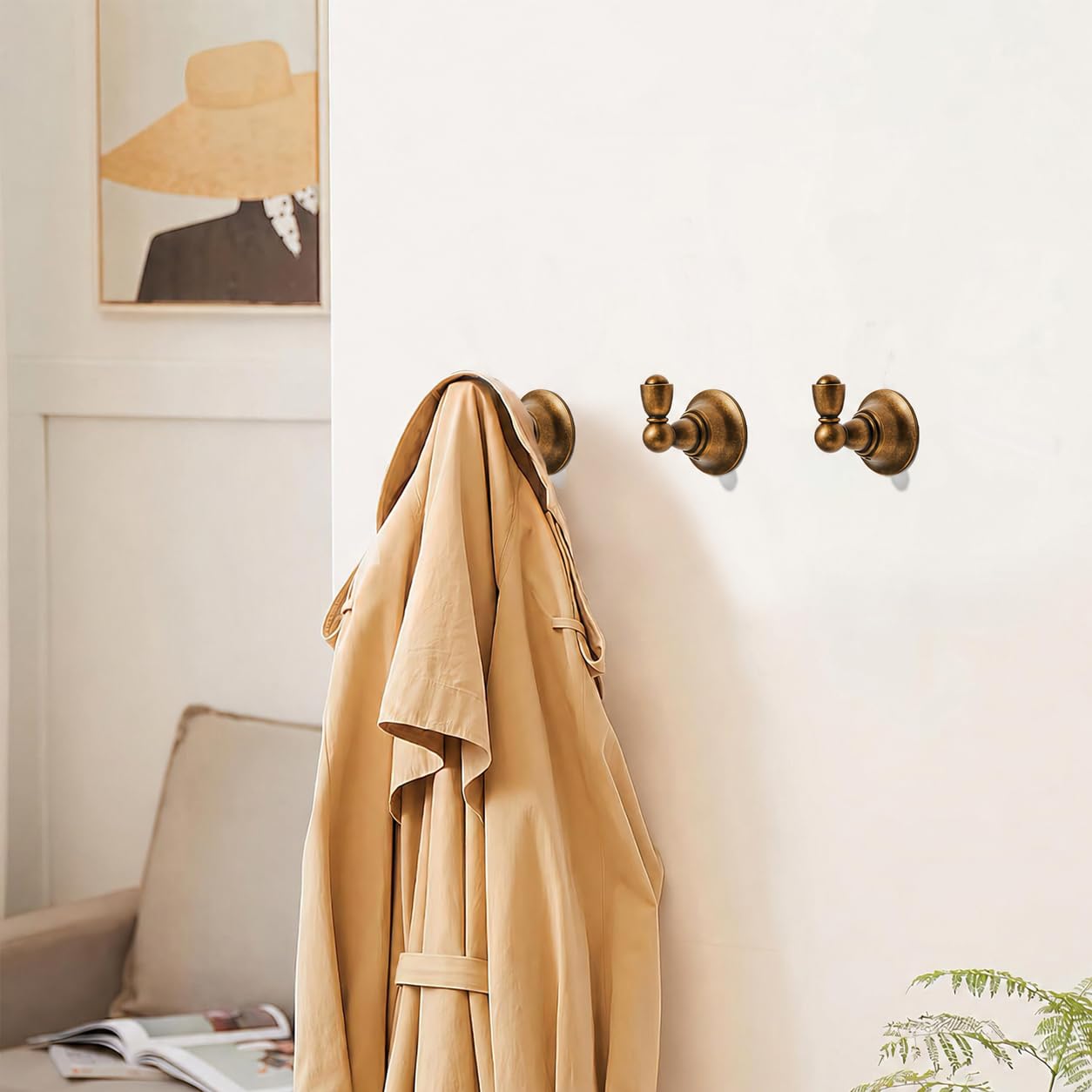 KHTUMEWARE-170372 Antique English Brass Coat/Robe Hooks 2-Pack in Antique English Brass — KHTUMEWARE