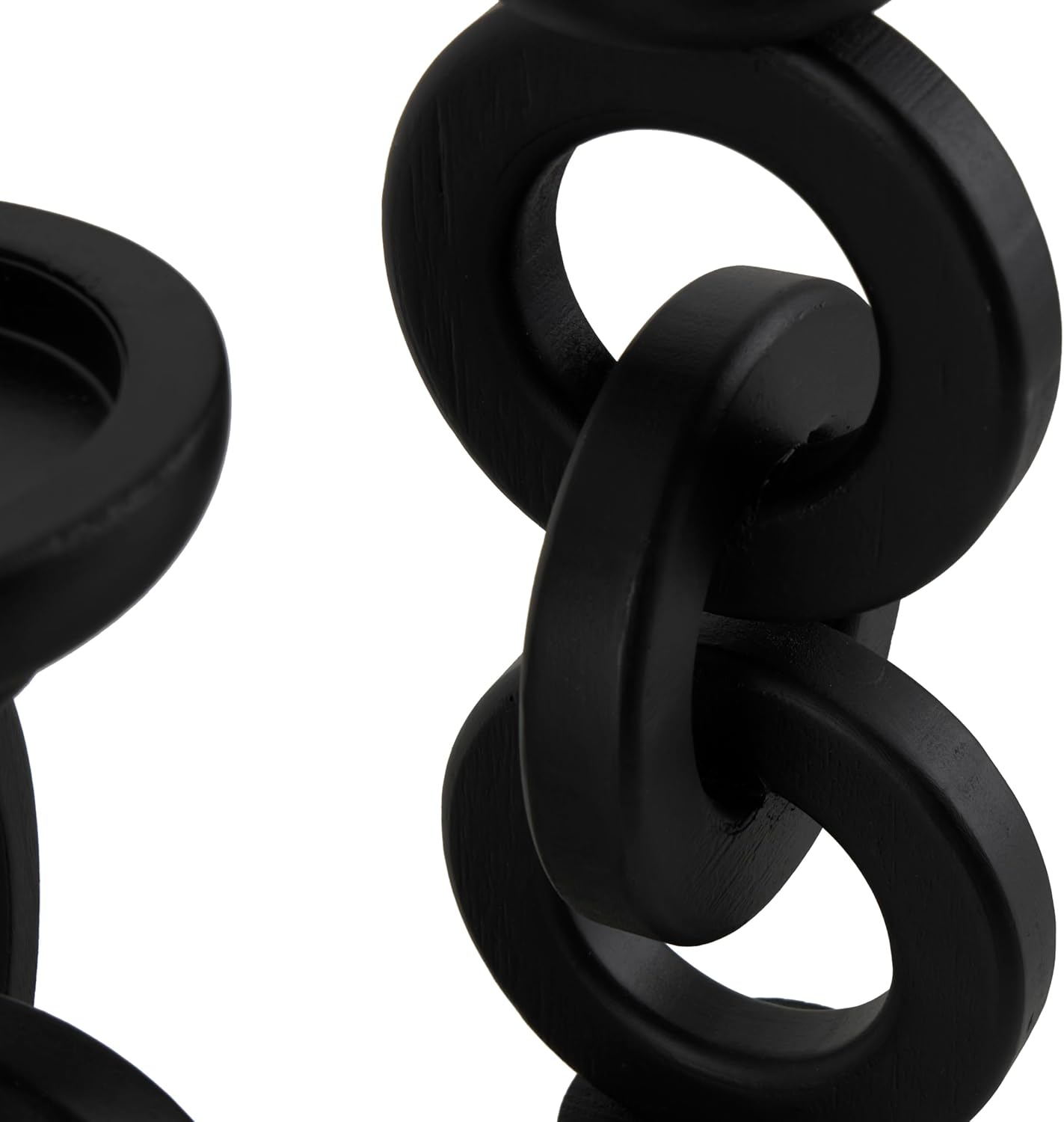 Deco 79 Wooden Decorative Candle Holder Chain Link Candle Stand, Set of 3 Candlestick Holder 13", 11", 9" H, Black - Image 4