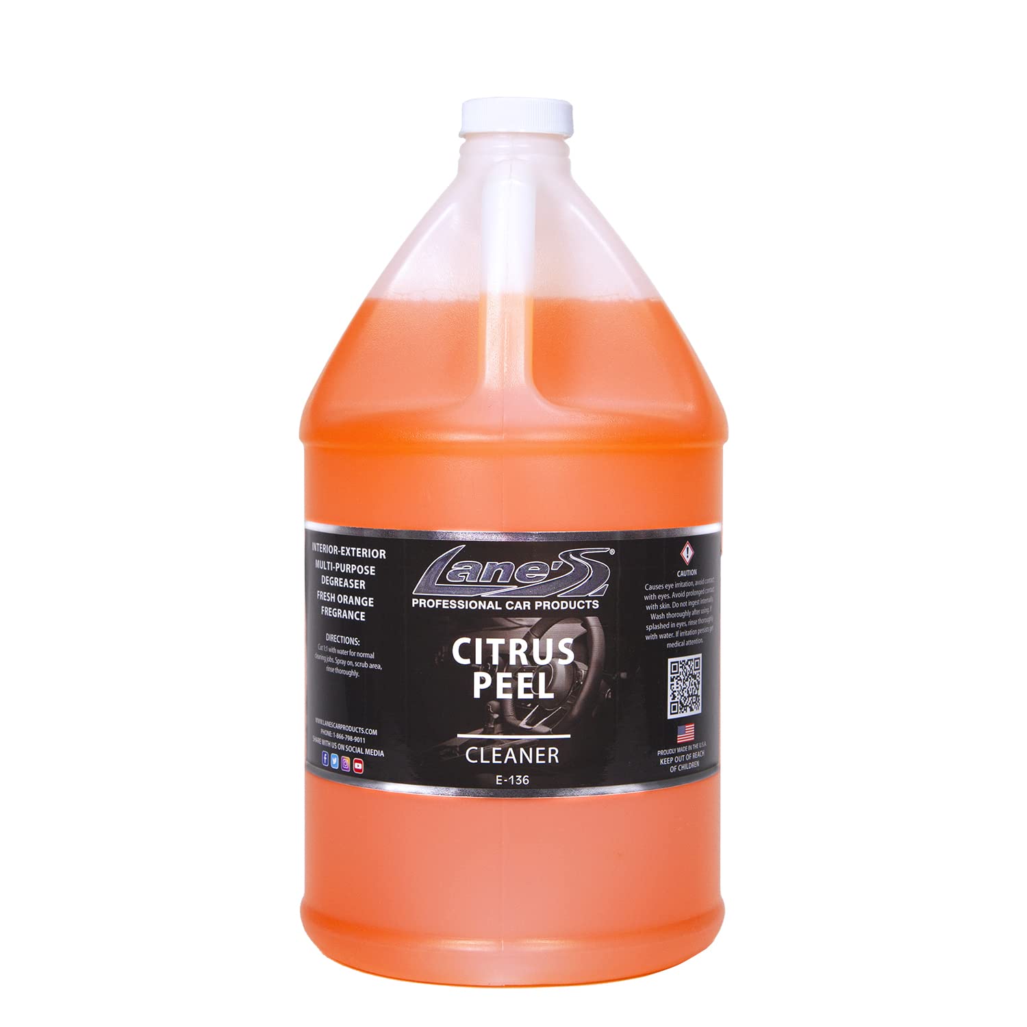 LANE'S Citrus Peel Cleaner, Citrus Cleaner, All Purpose Cleaner for Car Detailing, Upholstery Cleaner & Carpet Cleaner - 128oz