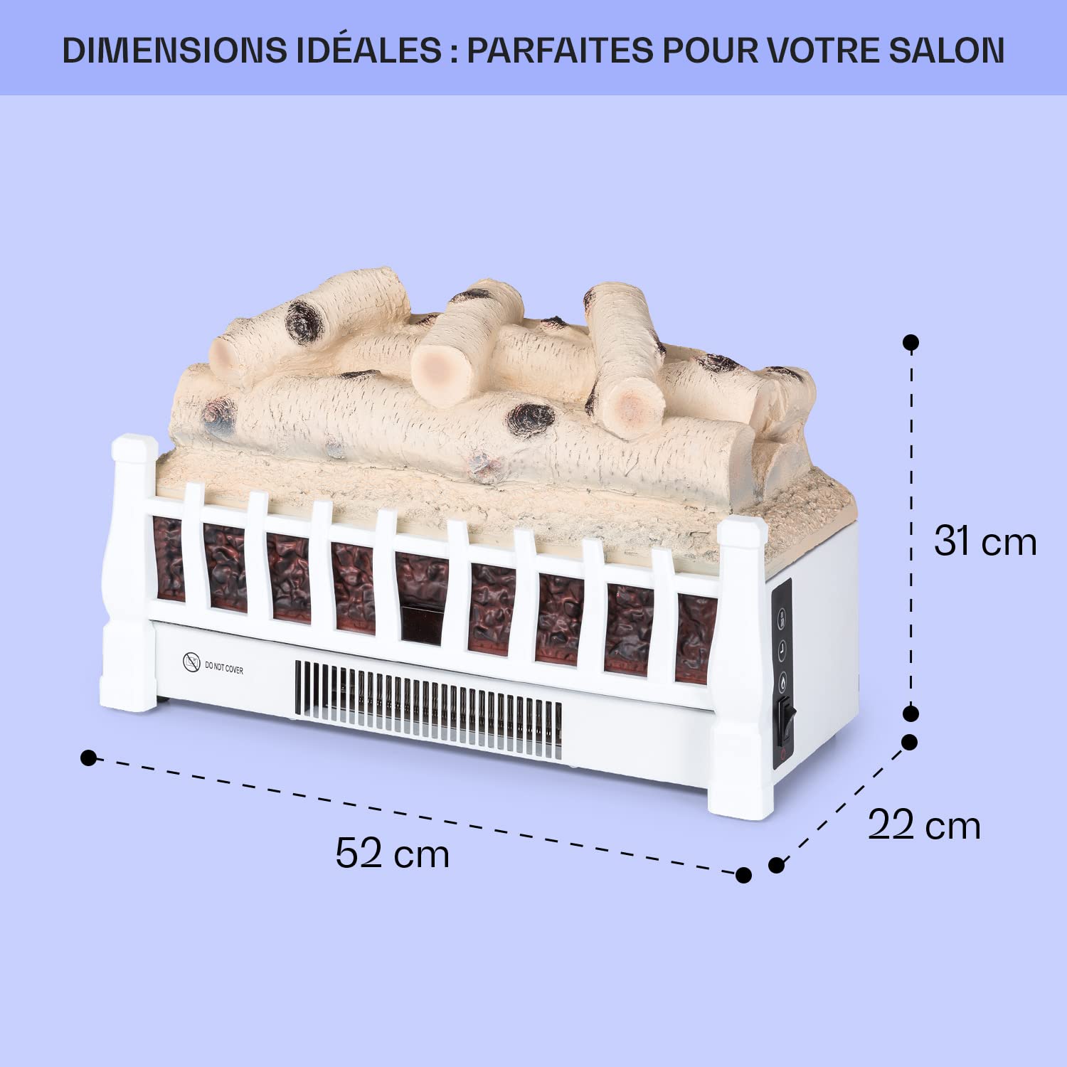 Klarstein Cheminée Electrique d'Intérieur, Chauffage Electrique de 1800W, Fausse Cheminée Decorative avec Effet Flamme en LED, Télécommande Inclus, Programmable, Minuterie, Thermostat Réglable