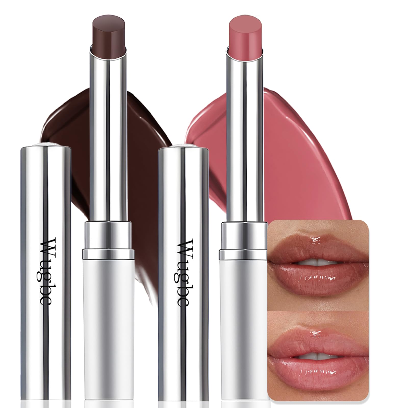 Wugbc Honey Tinted Lip Balm 2 Colors, Hydrating Sheer Formula Black Pink Lipstick, High Shine Lip Tint Makeup Soften Lip Care Balm Combo for Repairing