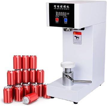 Tin Can Seaming Closing Capping Machine, Commercial Automatic Can Cup Sealer Machine, Juice/Bubble Tea/Beer Can Sealer White 110V