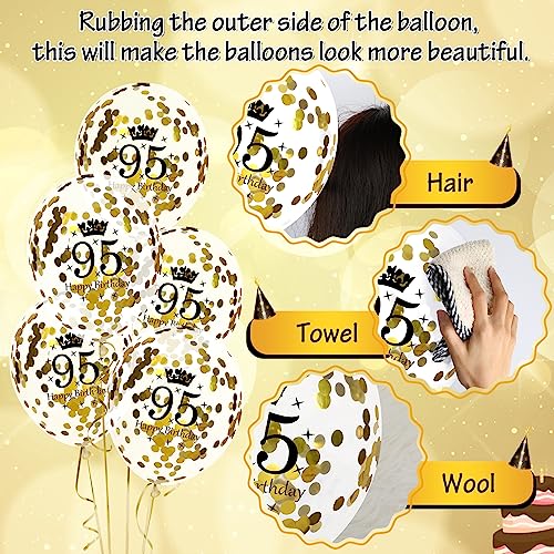 Image of Black Gold 95th Birthday Balloons - 15 Pcs, Party Decorations for Men & Women