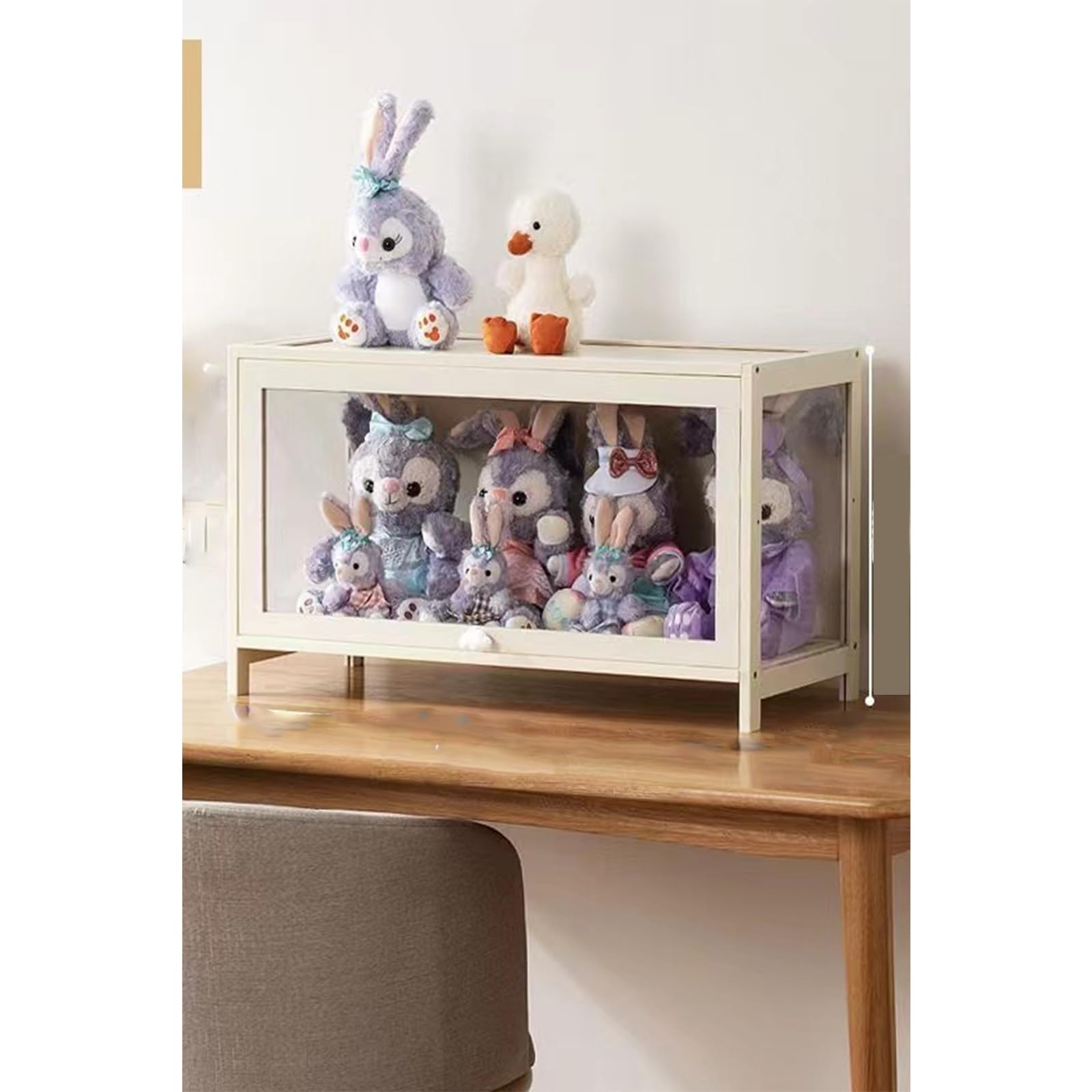 Hynbdes Acrylic Display Cabinet, Living Room, Tough Texture, Sealed and Dustproof, Suitable for Various Scenarios (Two Tiers Beige 60*33*73 Transparent on Three Sides)
