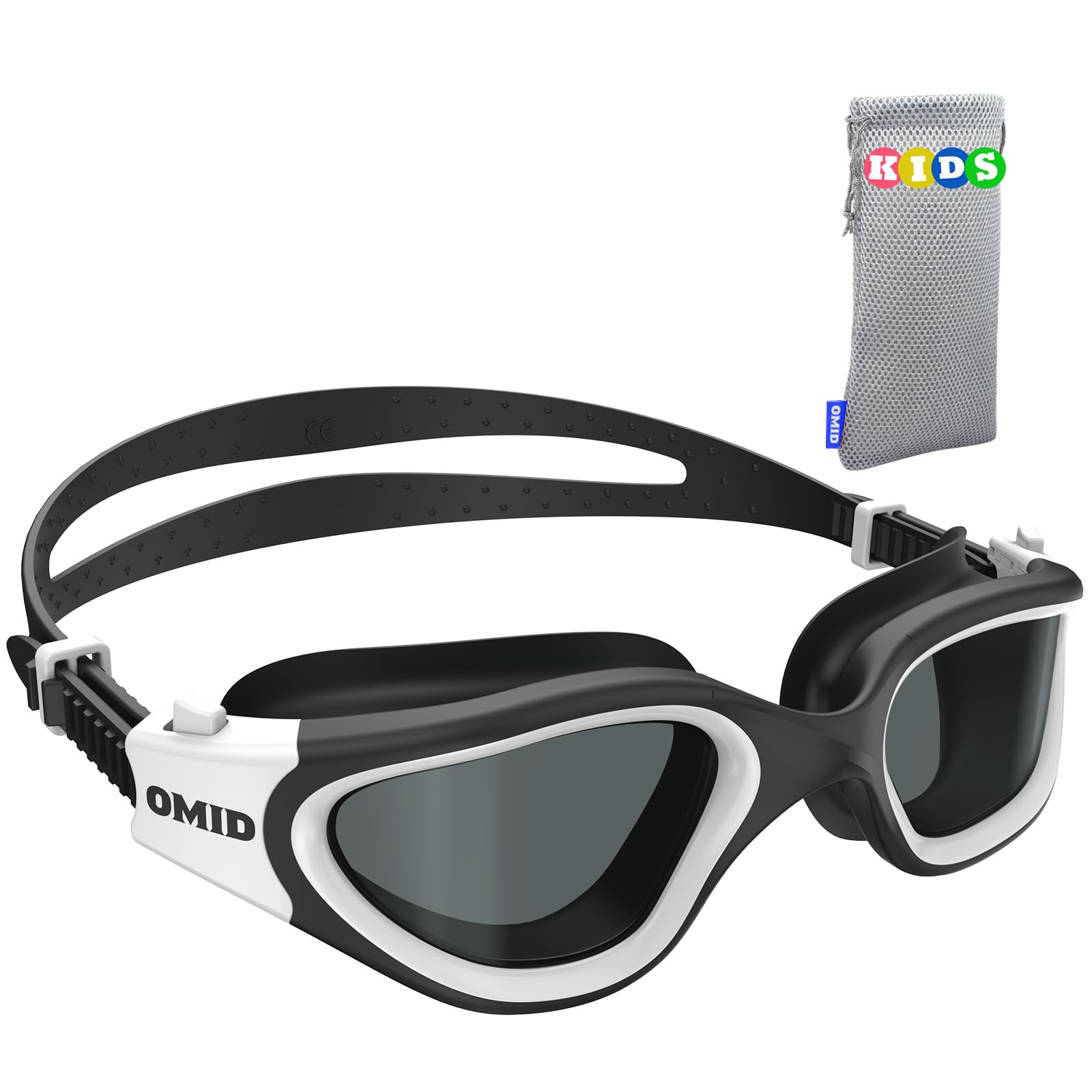 OMID Kinder Schwimmbrille, P2mini polarisierte Schwimmbrille bequem für Alter 6-14