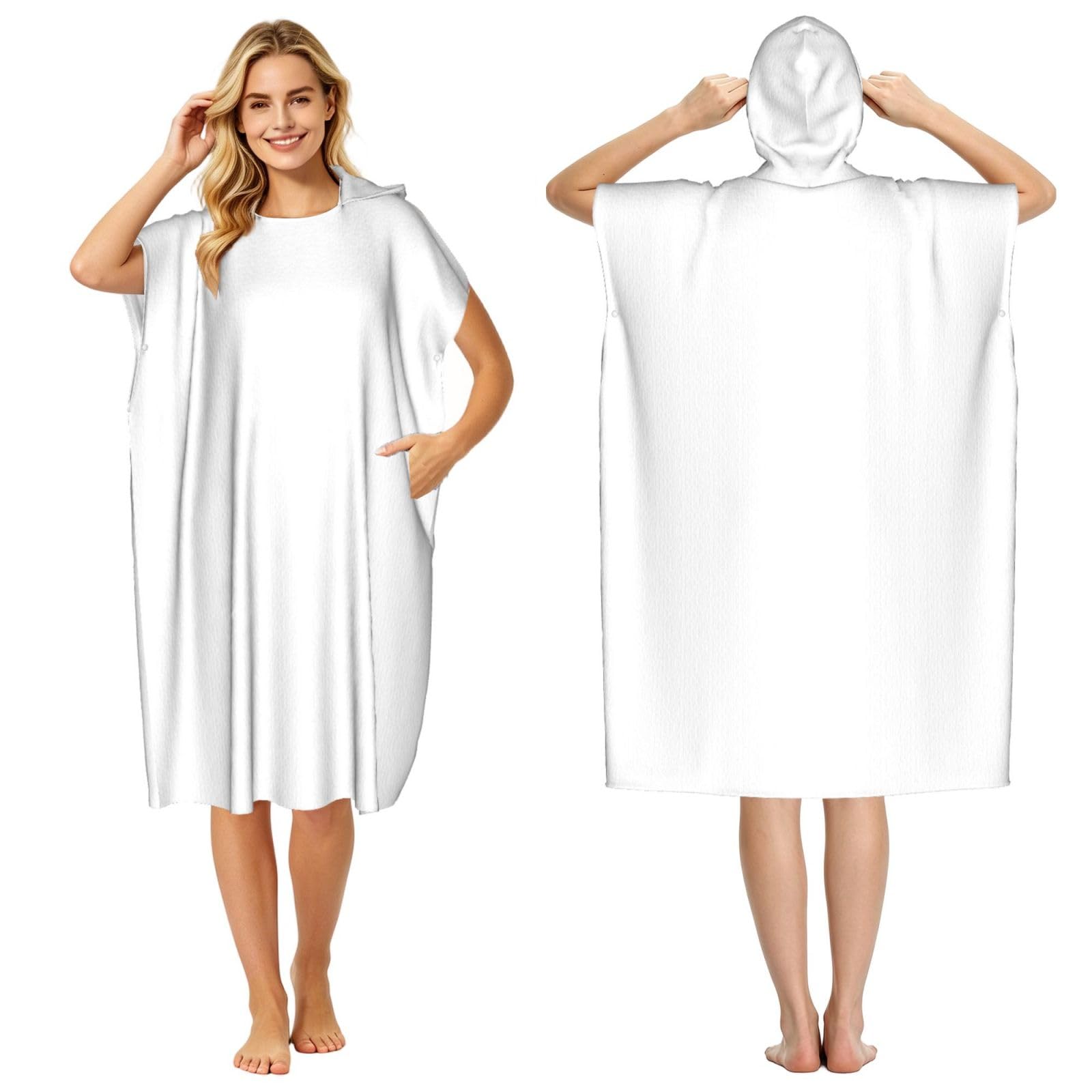DTHKJNLSF Bright Silver Color Adult Hooded Beach Poncho Towel