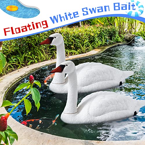 Geetery 2 Pcs Swan Decoy Pond Floating Decoration Plastic Lifelike Goose Floating Decoys Garden Pond Decoration for Fields Float on The Water Pool Garden Accessories, White
